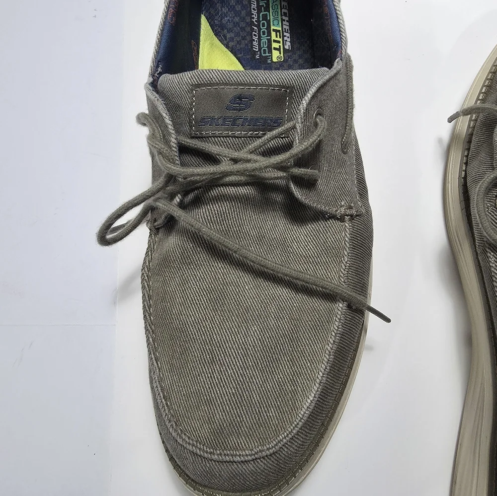 Skechers Casual Canvas Boat Shoes - Gray Size 14